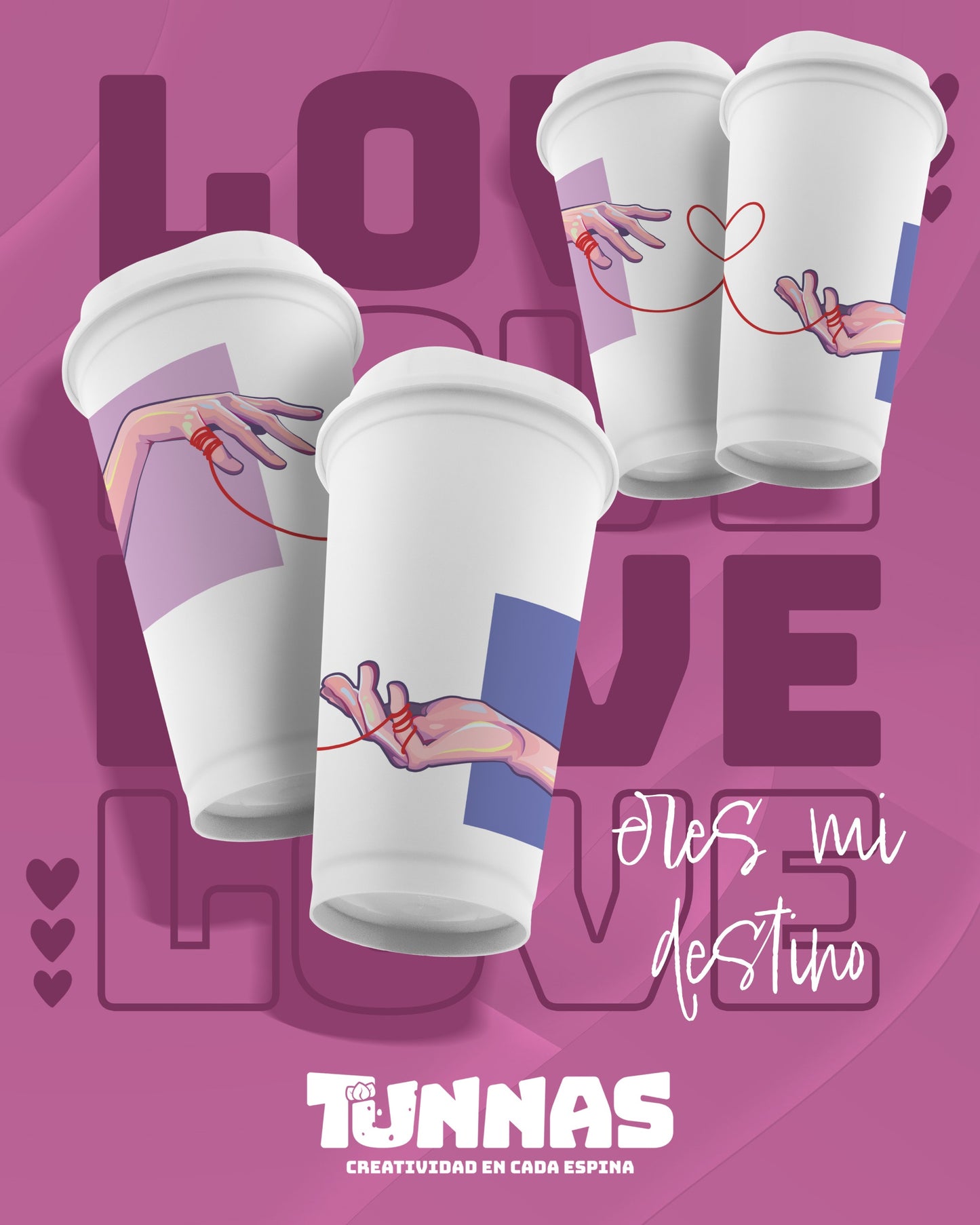 Par de Vasos Cafeteros "Destino" – Unidos por el Hilo Rojo