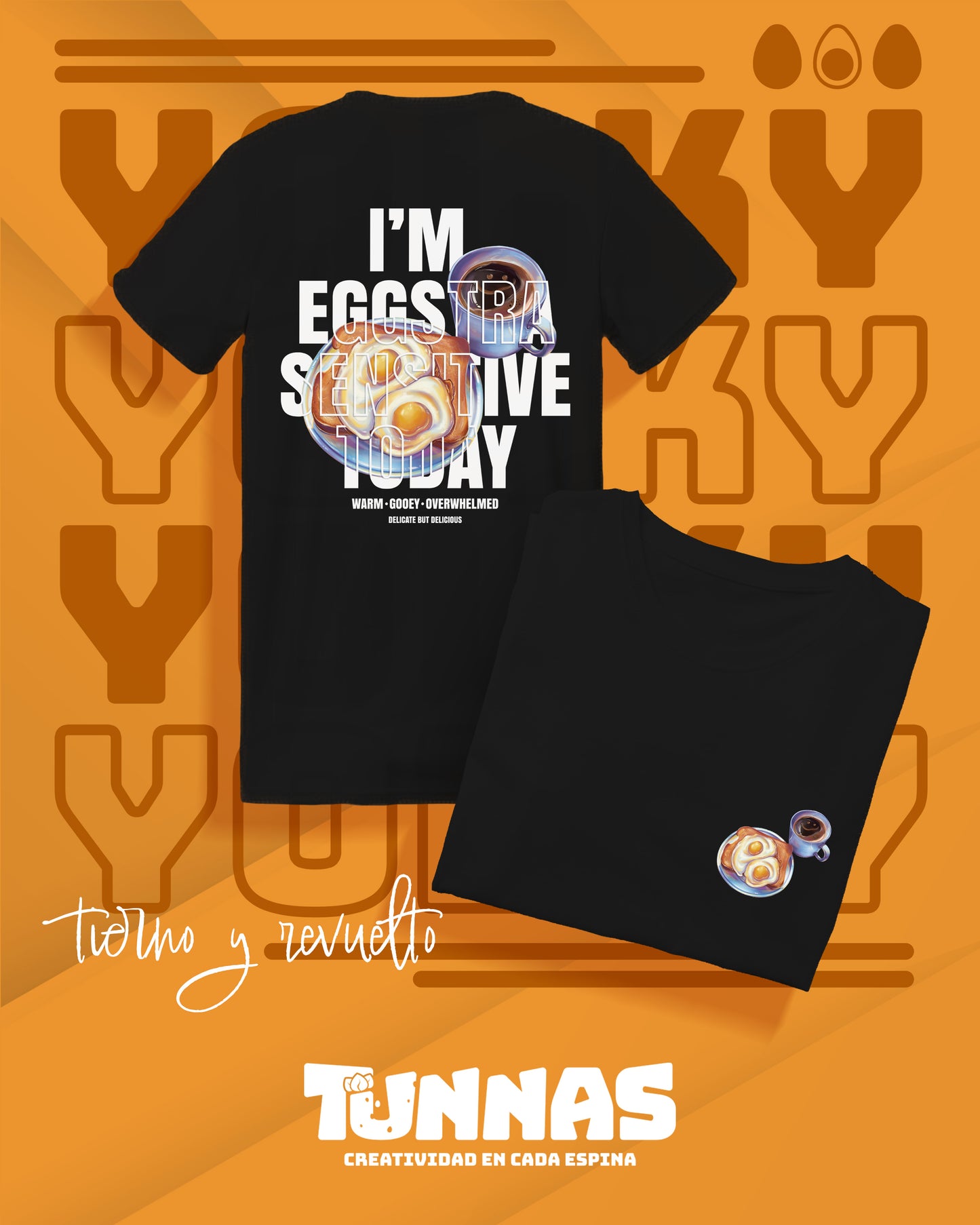 Playera “YOLKY” – Mood: desayuno y drama