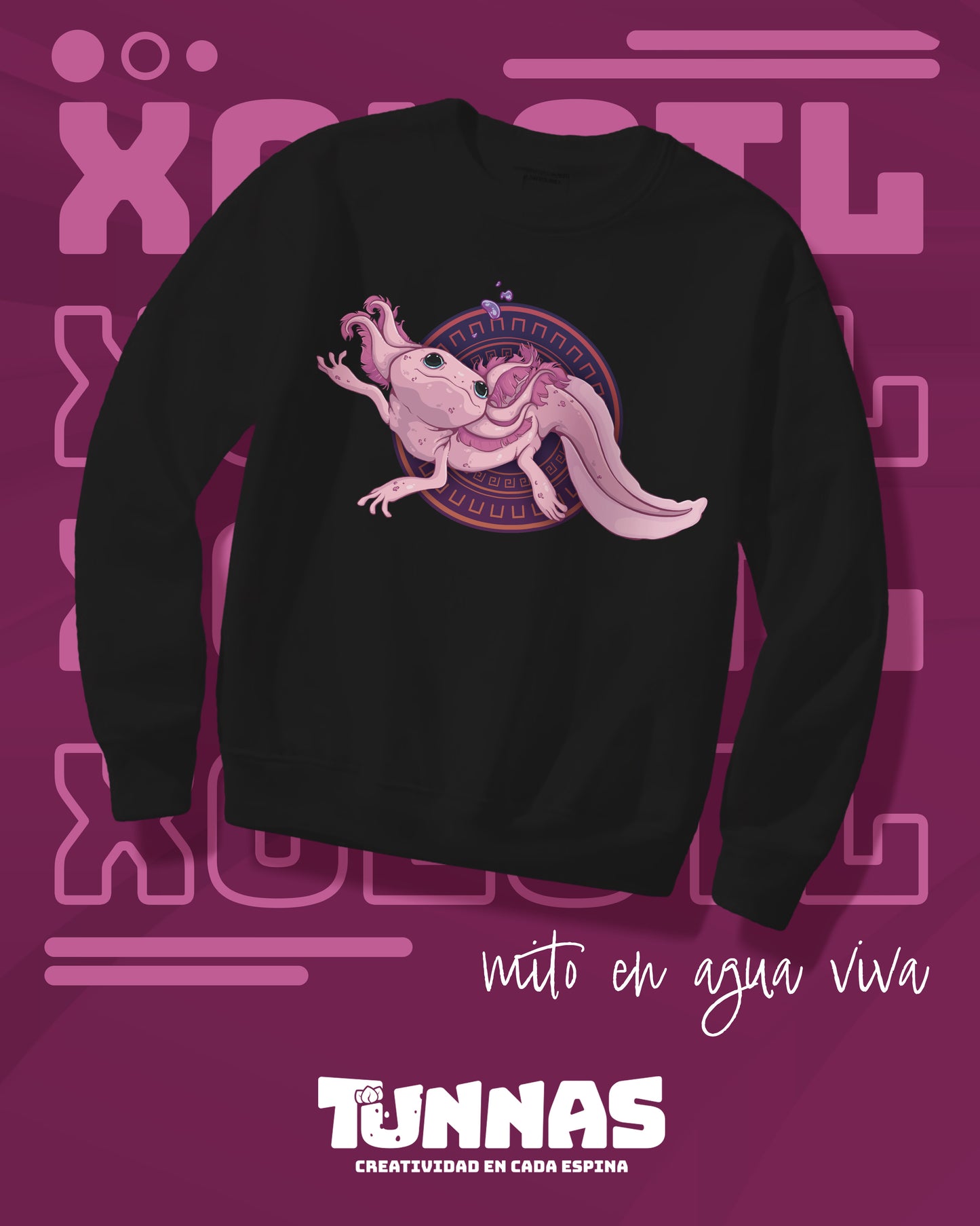 Hoodie "Ajolote Xólotl"  – El Espíritu del Agua en tu Estilo 🔥💧